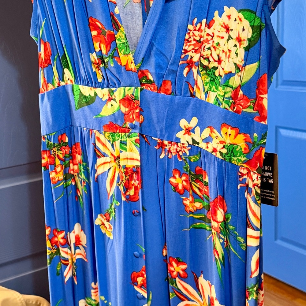Express Vibrant Blue Floral Dress
